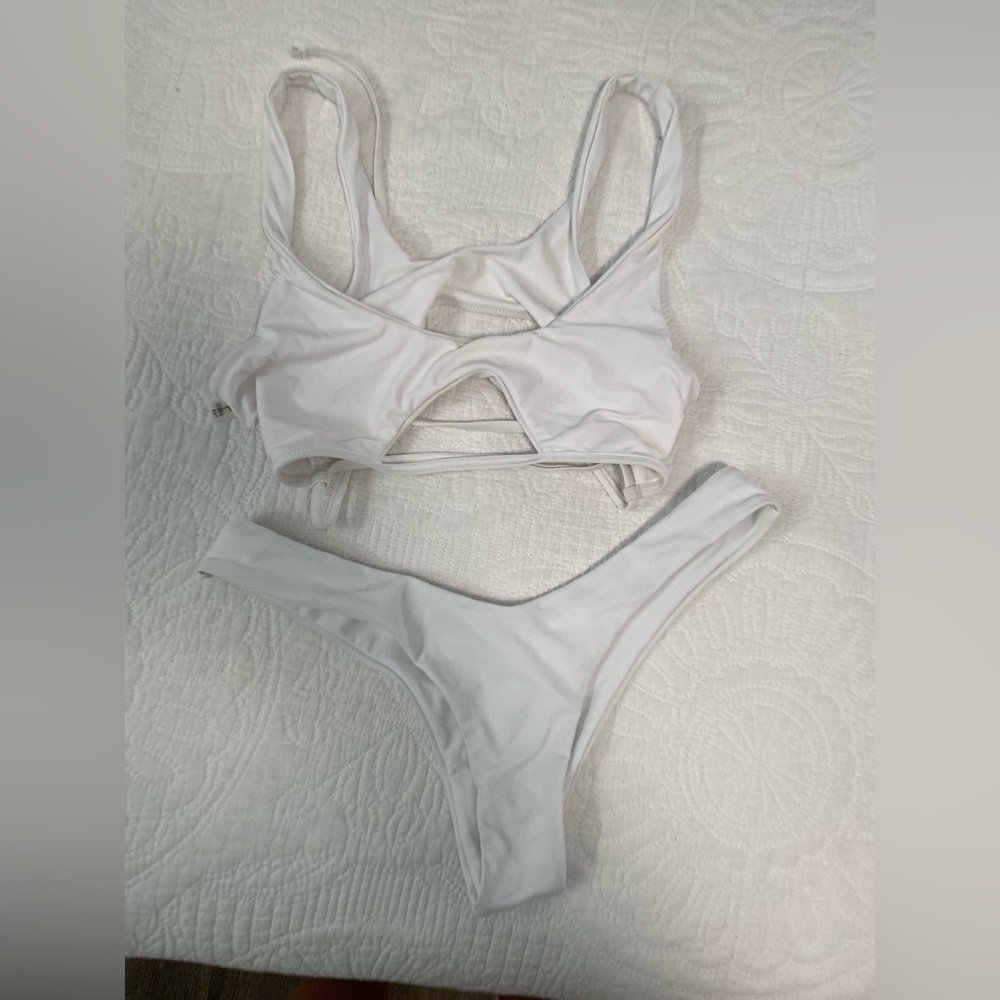 white cutout bikini